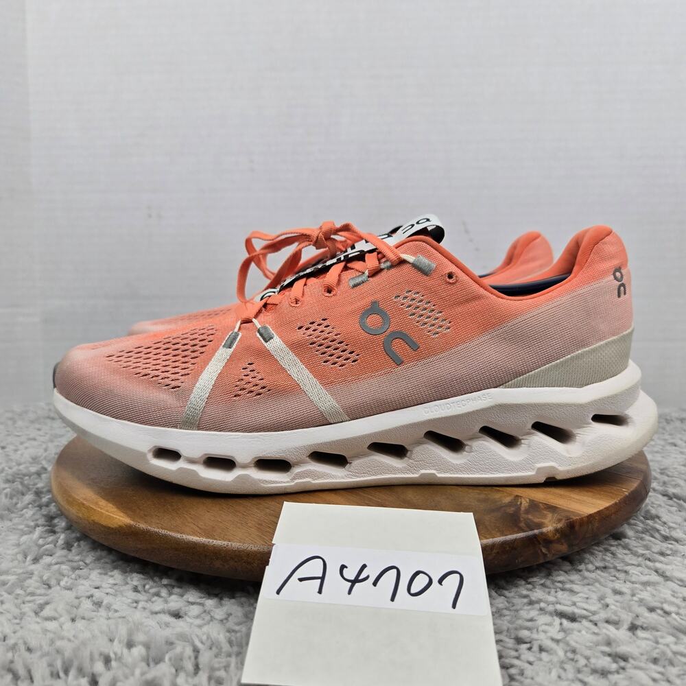 On Mens 11.5 Cloudsurfer Flame White Athletic Gym Casual Daily Running Shoe